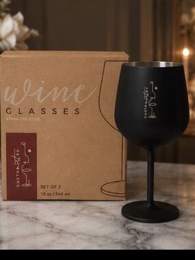 Customato Matte Black Stainless Steel Wine Glass - Single Stemmed Goblet